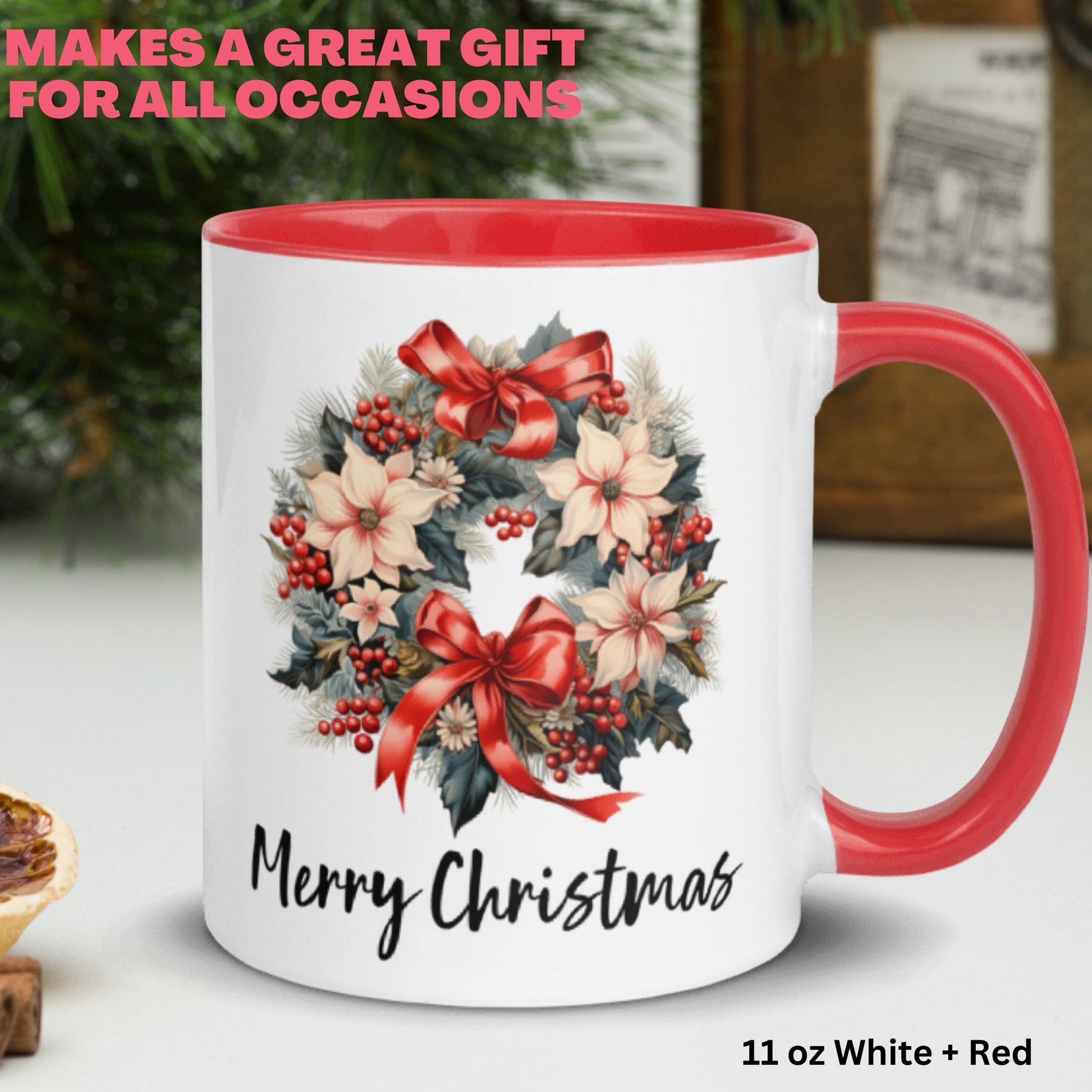 Christmas Gifts, Christmas Wreath, Christmas Mug, Merry Christmas - Zehnaria - WINTER HOLIDAY - Mugs