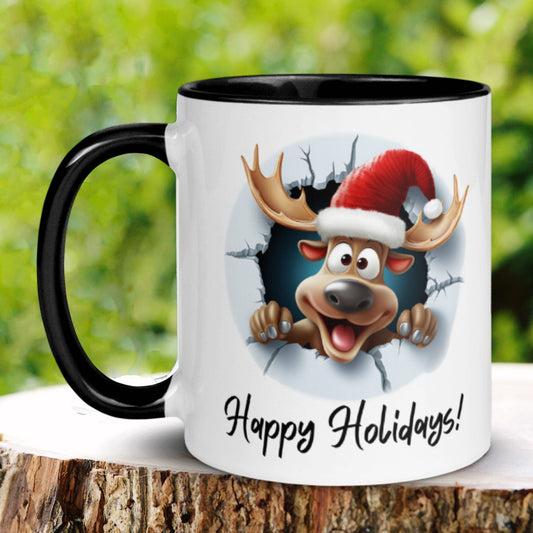 Christmas Gifts, Christmas Moose, Funny Christmas Mug, Happy Holidays - Zehnaria - WINTER HOLIDAY - Mugs