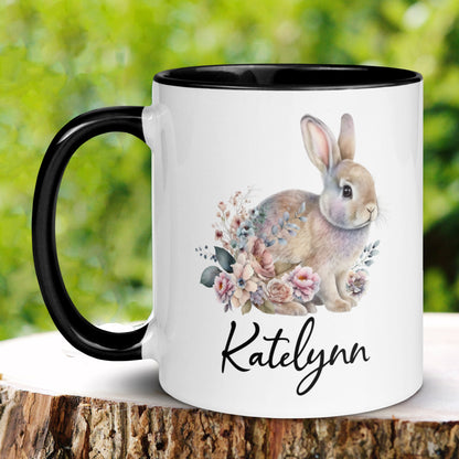 Rabbit Lover Gift, Personalized Easter Mug, Easter Bunny Coffee Mug, Name Mug - Zehnaria - MORE HOLIDAYS & SEASONS - Mugs