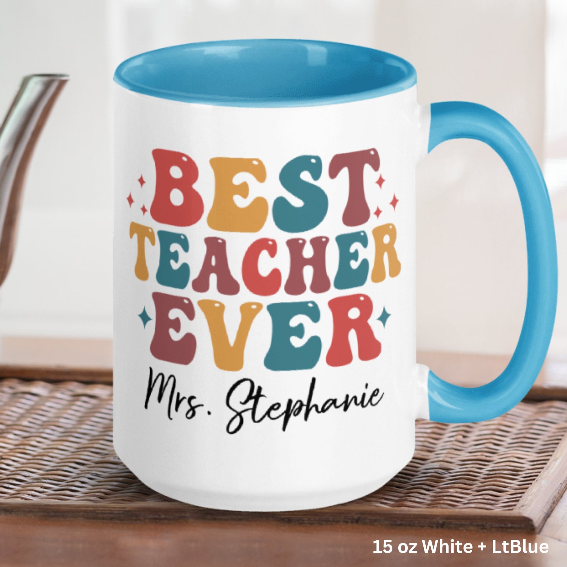 Personalized Teacher Gifts, Name Mug, Retro Teacher Mug, Best Teacher Ever - Zehnaria - CAREER & EDUCATION - Mugs