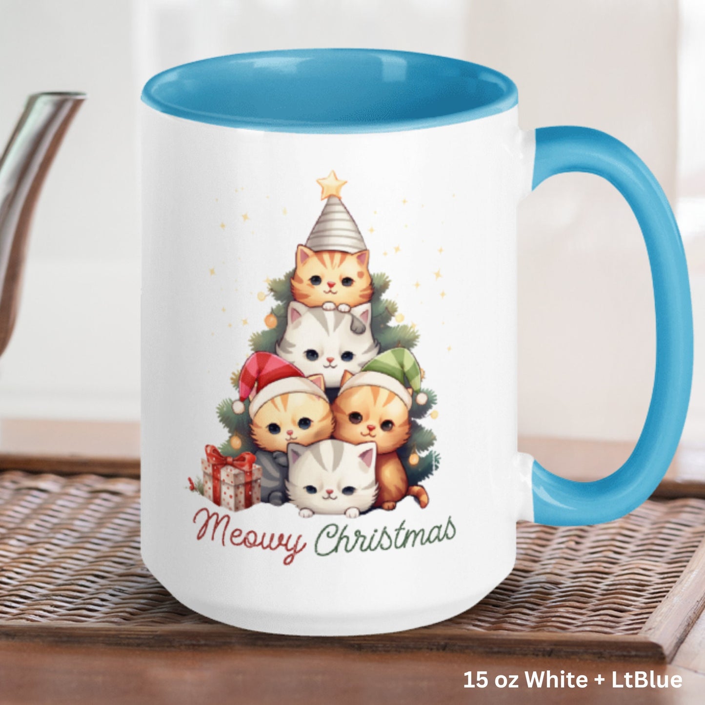 Cat Mom Gift, Cat Dad Gift, Meowy Christmas Mug, Cat Mug - Zehnaria - WINTER HOLIDAY - Mugs