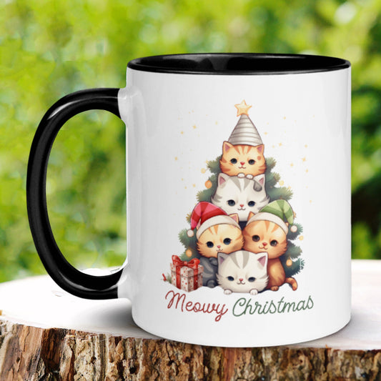 Cat Mom Gift, Cat Dad Gift, Meowy Christmas Mug, Cat Mug - Zehnaria - WINTER HOLIDAY - Mugs