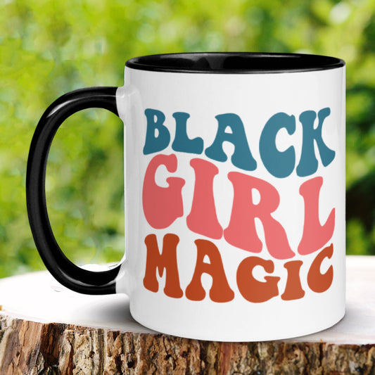 Black Girl Magic, Retro Black Art Coffee Mug, Black History Month, Black Pride - Zehnaria - CULTURAL - Mugs