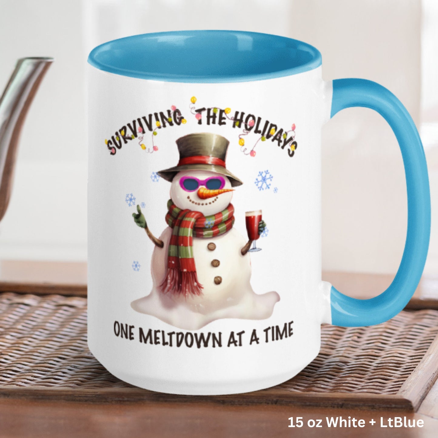 Surviving the Holidays One Meltdown At A Time, Snowman Mug, Christmas Mug, Christmas Gifts - Zehnaria - WINTER HOLIDAY - Mugs