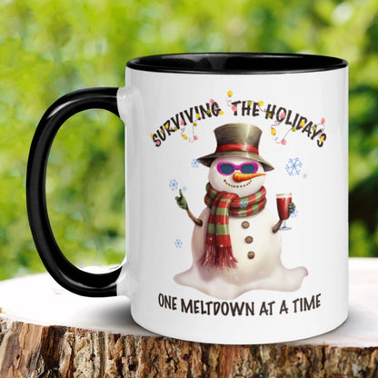 Surviving the Holidays One Meltdown At A Time, Snowman Mug, Christmas Mug, Christmas Gifts - Zehnaria - WINTER HOLIDAY - Mugs