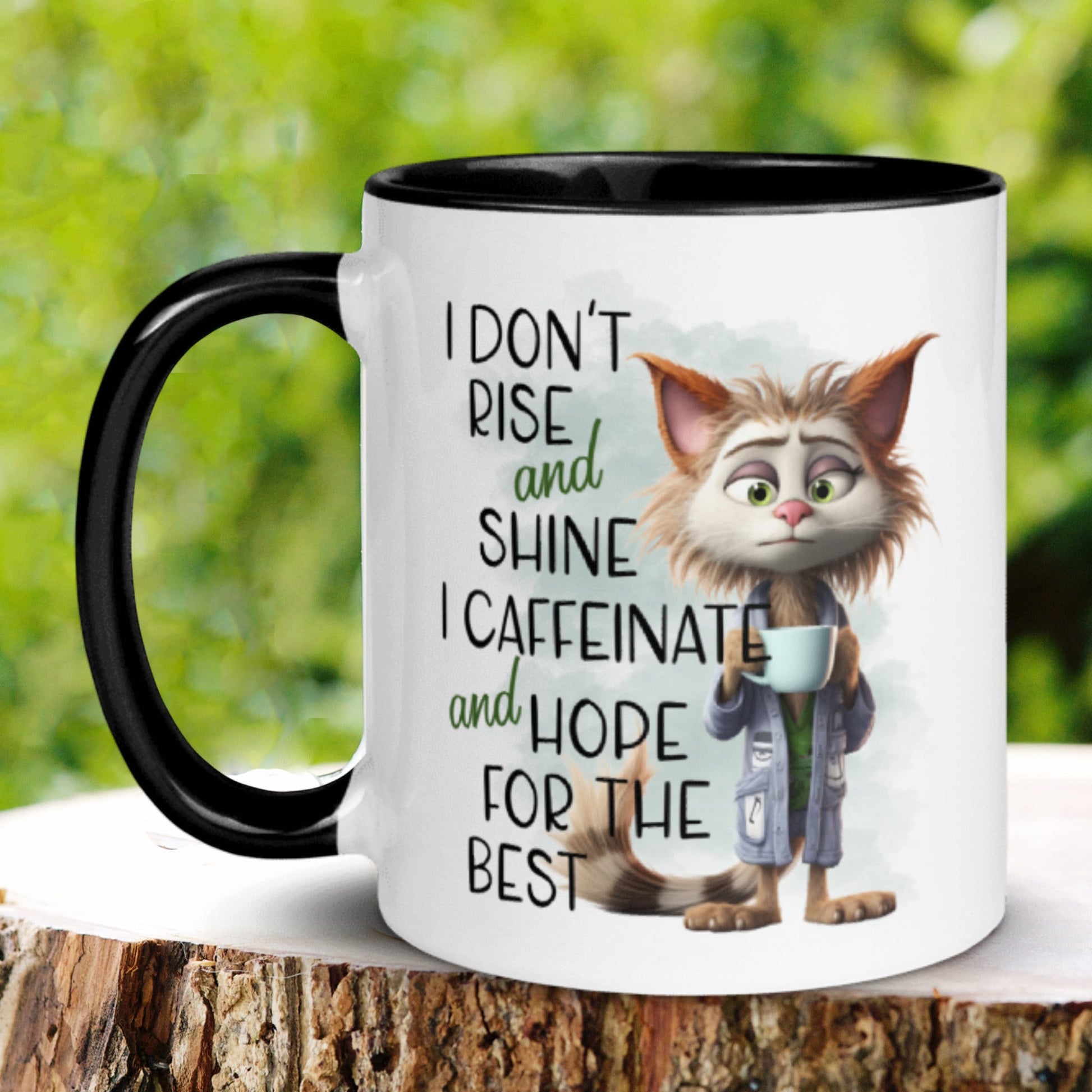 Cat Mug, Cat Gifts, Cat Lover Gift, I Don't Rise & Shine I Caffeinate And Hope For The Best Mug - Zehnaria - FUNNY HUMOR - Mugs