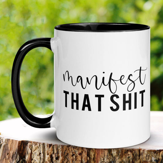 Yoga Mug, Manifest That Shit, Manifest Mug, Meditation Coffee Mug - Zehnaria - FUNNY HUMOR - Mugs