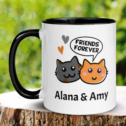 Friends Forever Personalized Custom Mug, Tea Coffee Cup, Hot Cocoa Mug, Birthday Gift for Friend - Zehnaria - FAMILY & FRIENDS - Mugs