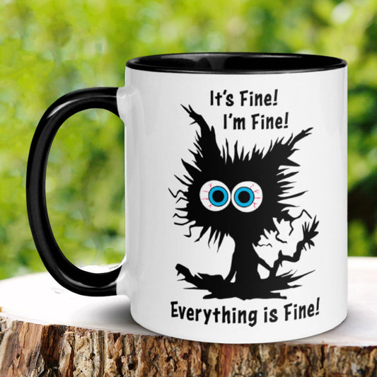 Electrocuted Cat Mug, I'm Fine Everything is Fine Mug, Mental Health Mug, Funny Cat Mug - Zehnaria - FUNNY HUMOR - Mugs