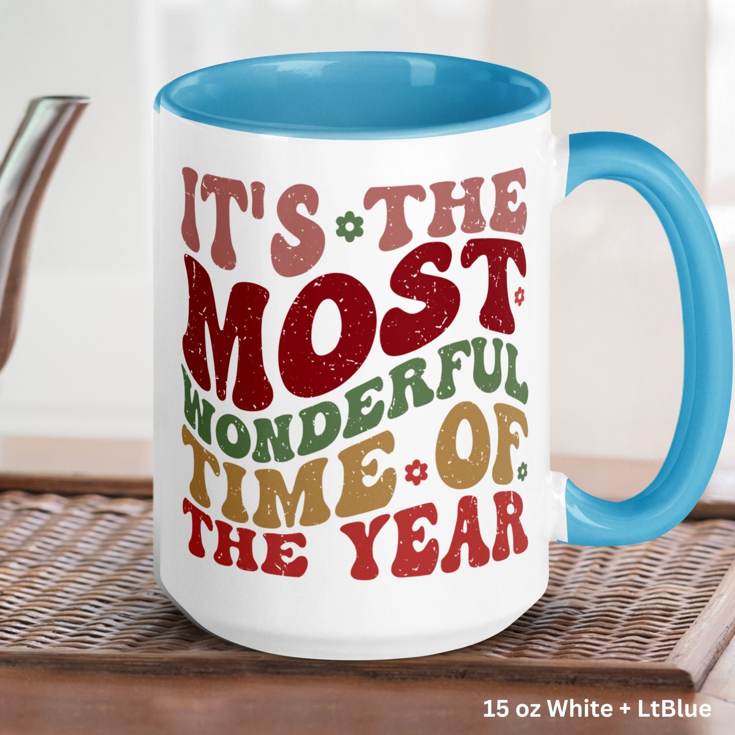 It's The Most Wonderful Time Of The Year, Christmas Gifts, Christmas Mug, Retro Christmas - Zehnaria - WINTER HOLIDAY - Mugs