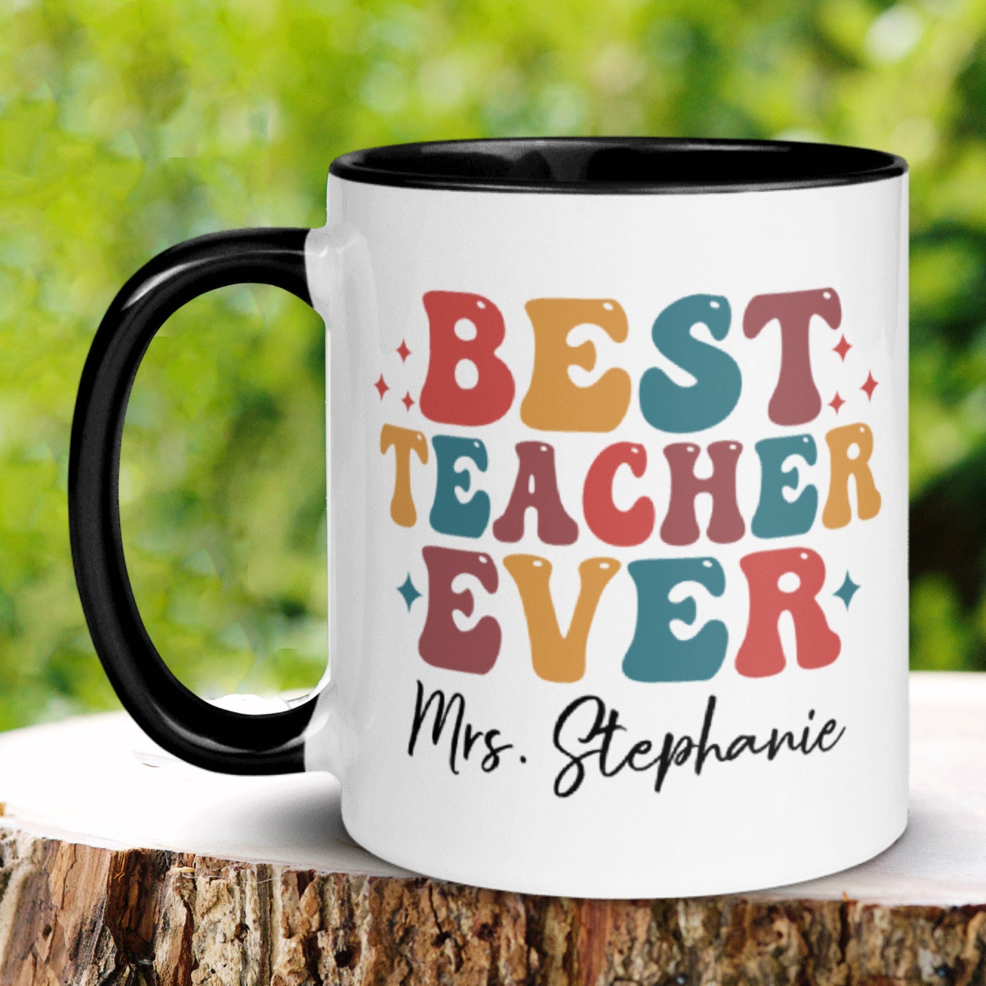 Personalized Teacher Gifts, Name Mug, Retro Teacher Mug, Best Teacher Ever - Zehnaria - CAREER & EDUCATION - Mugs