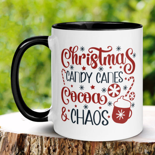 Christmas Candy Canes, Cocoa & Chaos Mug, Christmas Gifts, Christmas Mug - Zehnaria - WINTER HOLIDAY - Mugs