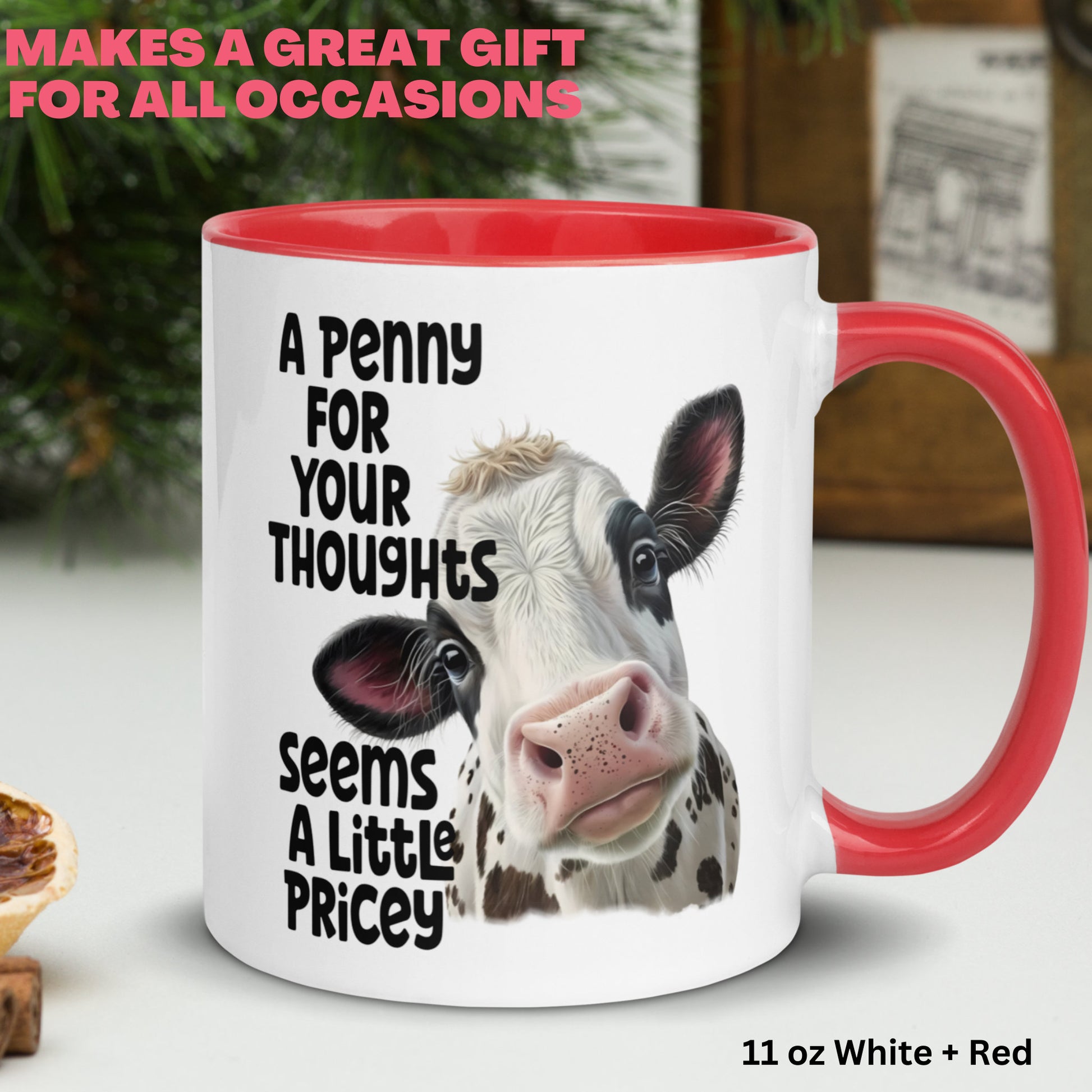 A Penny For Your Thoughts, Cow Mug, Cow Gifts, Cow Lover Gift - Zehnaria - PETS & ANIMALS - Mugs