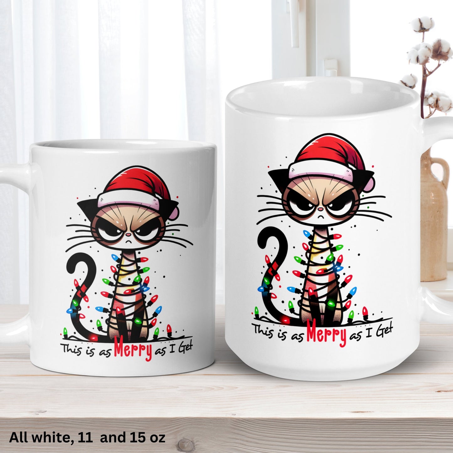 Cat Mug, Christmas Gifts, Christmas Mug, Christmas Lights - Zehnaria - WINTER HOLIDAY - Mugs