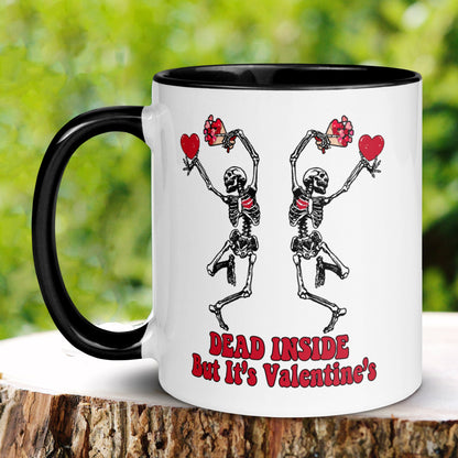 Valentines Day, Valentines Gifts, Valentine Day Gift, Skeleton Dancing, Happy Valentines Day, Valentine Coffee Mug, Dead Inside, 1399 - Zehnaria - MORE HOLIDAYS & SEASONS - Mugs