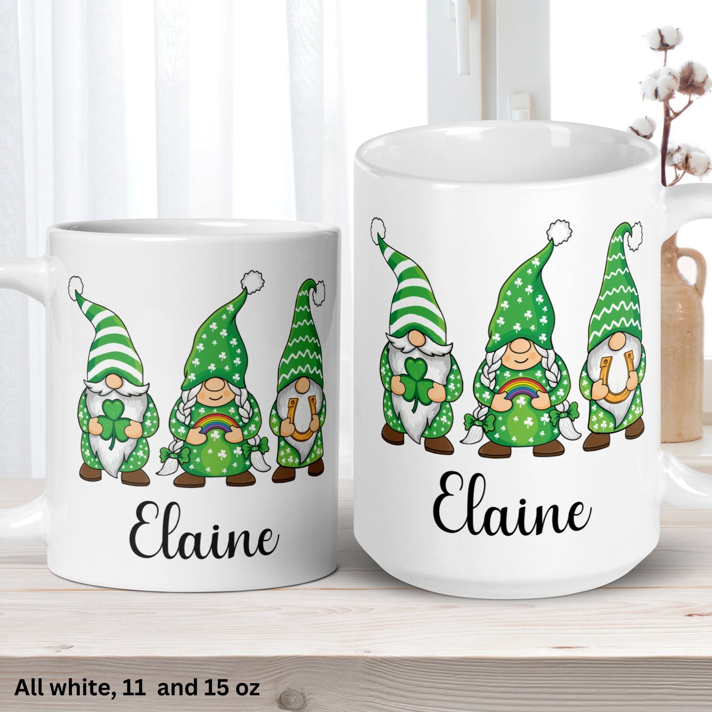 Garden Gnome Mug, Personalized Gift, St Patricks Day Gifts, Irish Coffee Mug - Zehnaria - MORE HOLIDAYS & SEASONS - Mugs