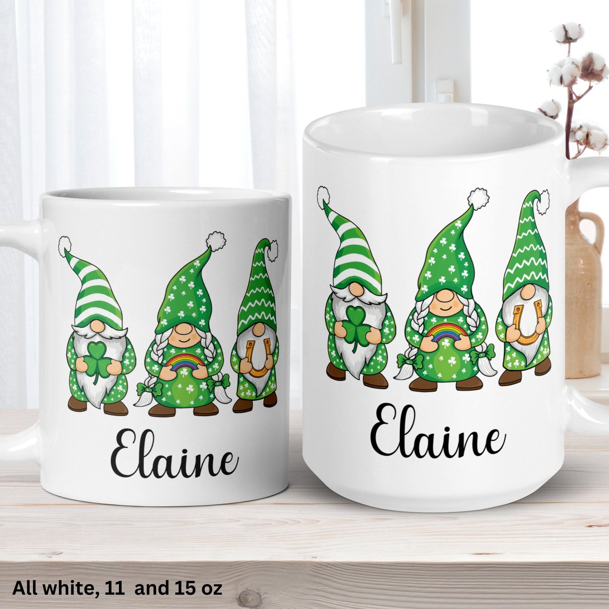 Garden Gnome Mug, Personalized Gift, St Patricks Day Gifts, Irish Coffee Mug - Zehnaria - MORE HOLIDAYS & SEASONS - Mugs