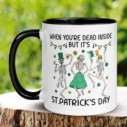 St Patricks Day, Dancing Skeletons Mug, Skeleton Mug, Saint Patricks Day Gifts, Funny Irish Coffee Mug, Shamrock Clover, Dead Inside, 1412 - Zehnaria - MORE HOLIDAYS & SEASONS - Mugs