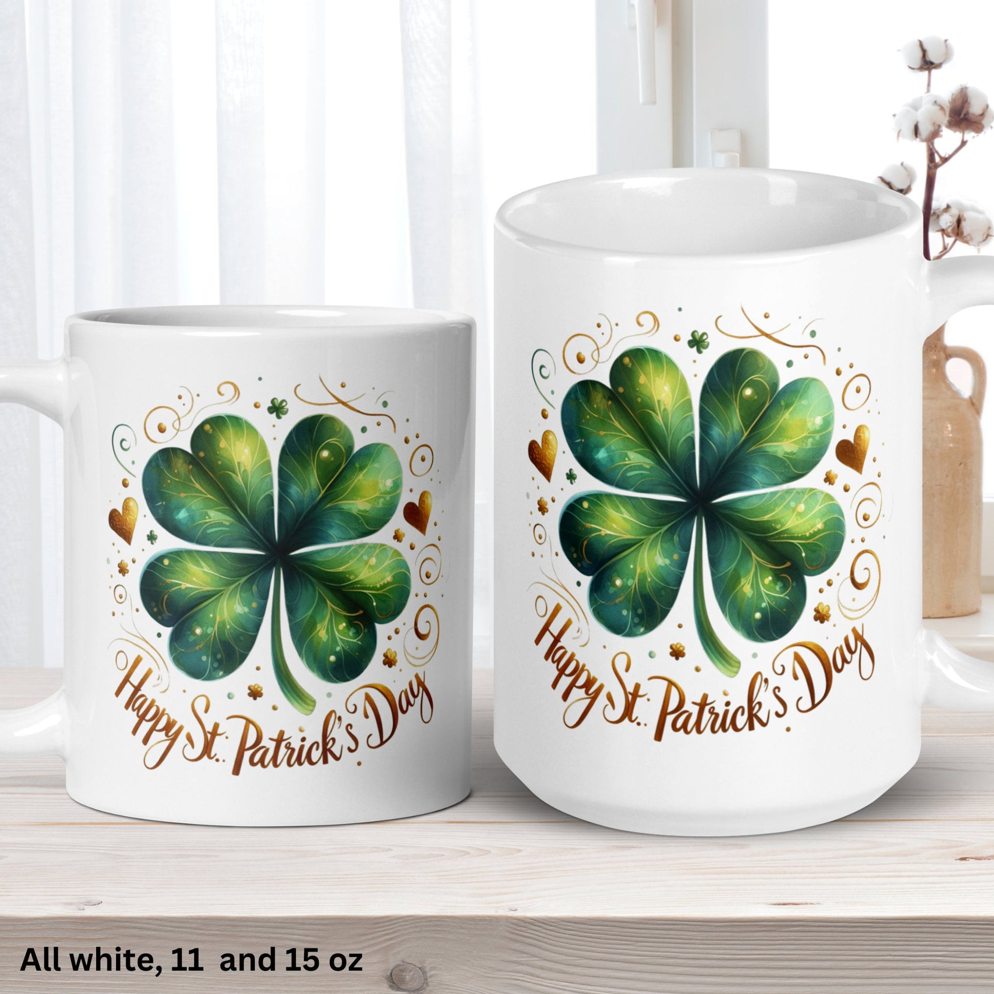 Happy St Patricks Day Mug, Saint Patrick's Day Gift, Irish Coffee Mug, Shamrock Clover Mug - Zehnaria - MORE HOLIDAYS & SEASONS - Mugs