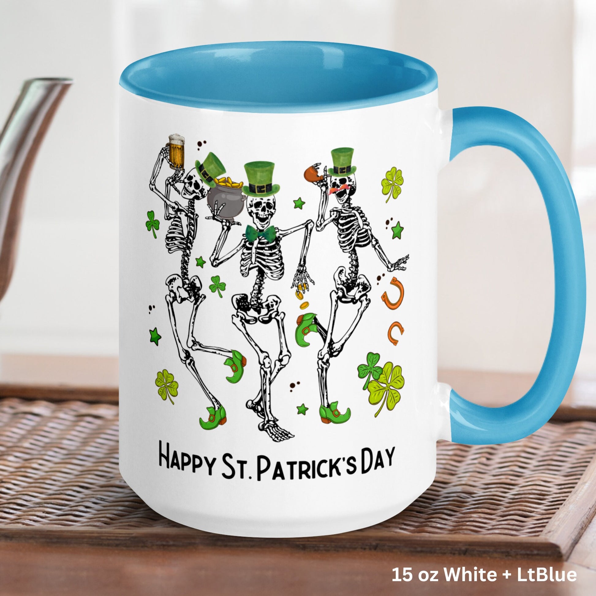 St Patricks Day, Funny Mug, Funny Coffee Mug, Saint Patricks Day Gifts, St. Patrick, Dancing Skeletons, Skeleton Gift, Shamrock Clover, 1435 - Zehnaria - MORE HOLIDAYS & SEASONS - Mugs