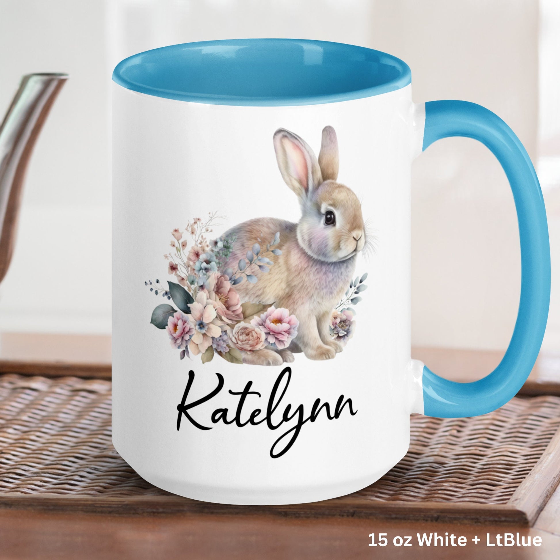 Rabbit Lover Gift, Personalized Easter Mug, Easter Bunny Coffee Mug, Name Mug - Zehnaria - MORE HOLIDAYS & SEASONS - Mugs