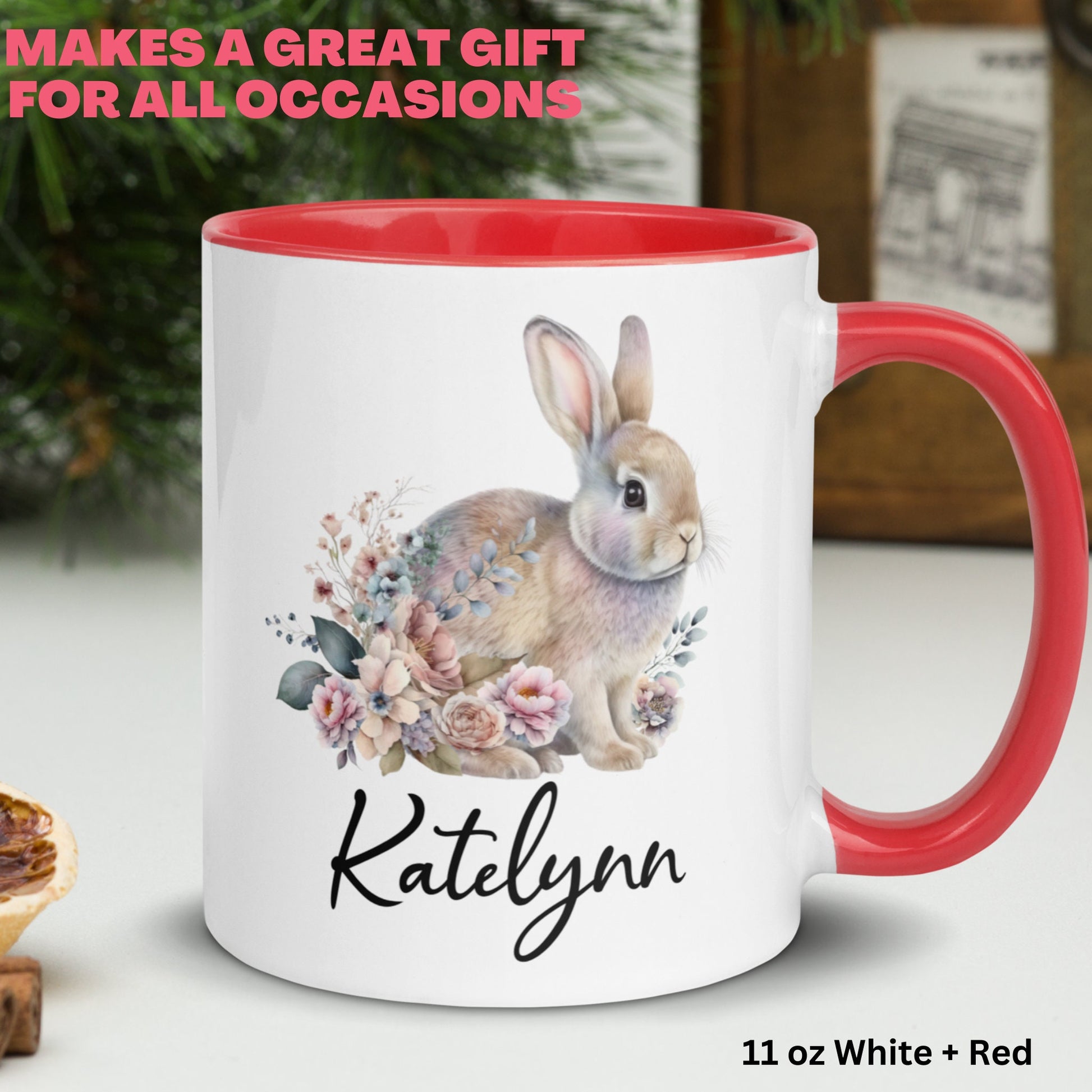 Rabbit Lover Gift, Personalized Easter Mug, Easter Bunny Coffee Mug, Name Mug - Zehnaria - MORE HOLIDAYS & SEASONS - Mugs