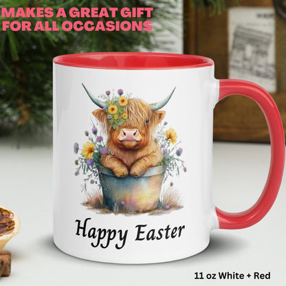 Easter Highland Cow Mug, Personalized Gift, Easter Gifts, Easter Mug - Zehnaria - MORE HOLIDAYS & SEASONS - Mugs