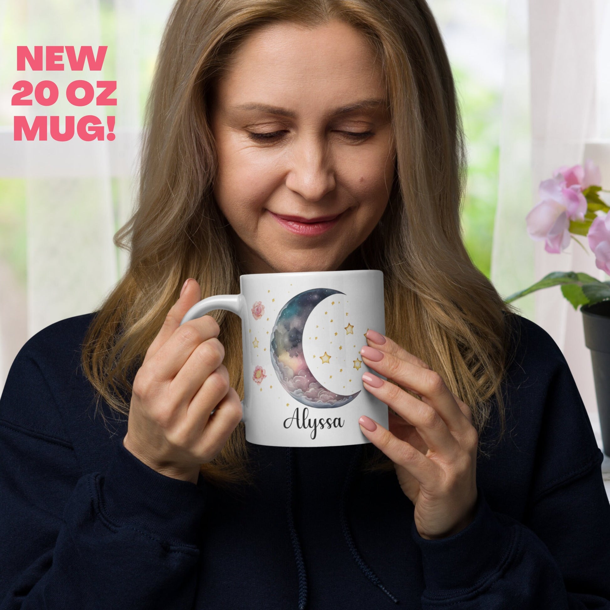 Personalized Moon Mug, Celestial Moon, Moon and Stars Coffee Mug, Witchy Gift - Zehnaria - BIRTHDAY & ZODIAC - Mugs