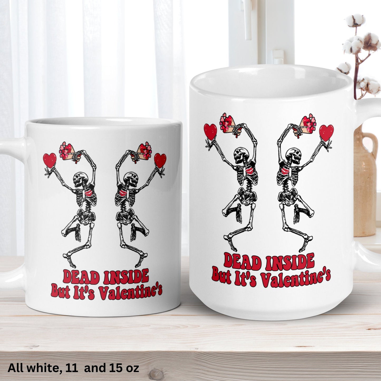 Valentines Day, Valentines Gifts, Valentine Day Gift, Skeleton Dancing, Happy Valentines Day, Valentine Coffee Mug, Dead Inside, 1399 - Zehnaria - MORE HOLIDAYS & SEASONS - Mugs