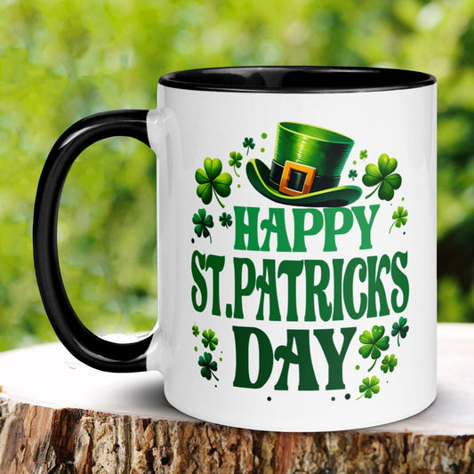 Happy St Patricks Day Mug, Saint Patrick's Day Gift, Irish Coffee Mug, Shamrock Clover Hat Mug - Zehnaria - MORE HOLIDAYS & SEASONS - Mugs