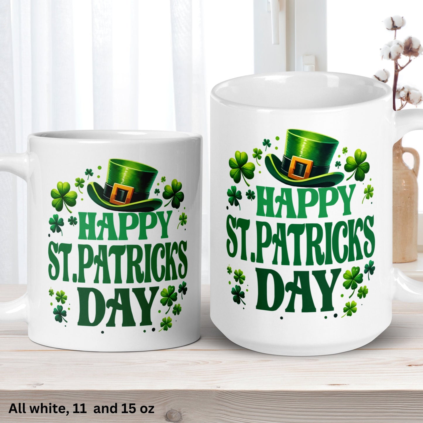 Happy St Patricks Day Mug, Saint Patrick's Day Gift, Irish Coffee Mug, Shamrock Clover Hat Mug - Zehnaria - MORE HOLIDAYS & SEASONS - Mugs