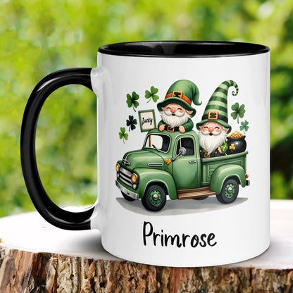 Garden Gnome Mug, Personalized Gift, St Patricks Day Gifts, Irish Coffee Mug, Saint Patricks Day Gnomes, Shamrock Farm Truck, Good Luck 1437 - Zehnaria - MORE HOLIDAYS & SEASONS - Mugs