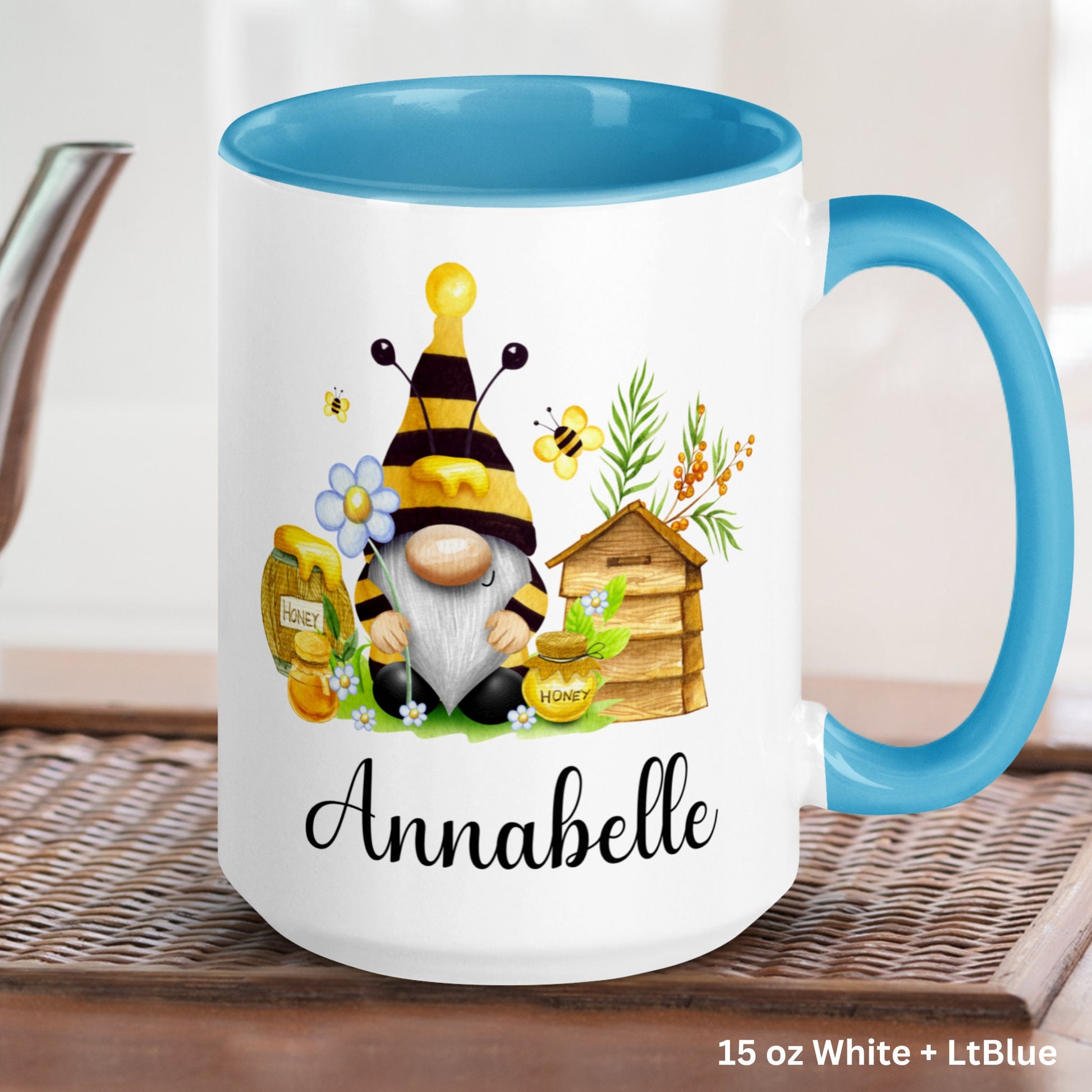 Gnome Mug, Personalized Gift, Honey Bee Mug, Bee Gnome - Zehnaria - MORE HOLIDAYS & SEASONS - Mugs