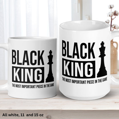 Black King Mug, Most Powerful Piece In The Game, Dad Mug, African American Man Gift - Zehnaria - CULTURAL - Mugs