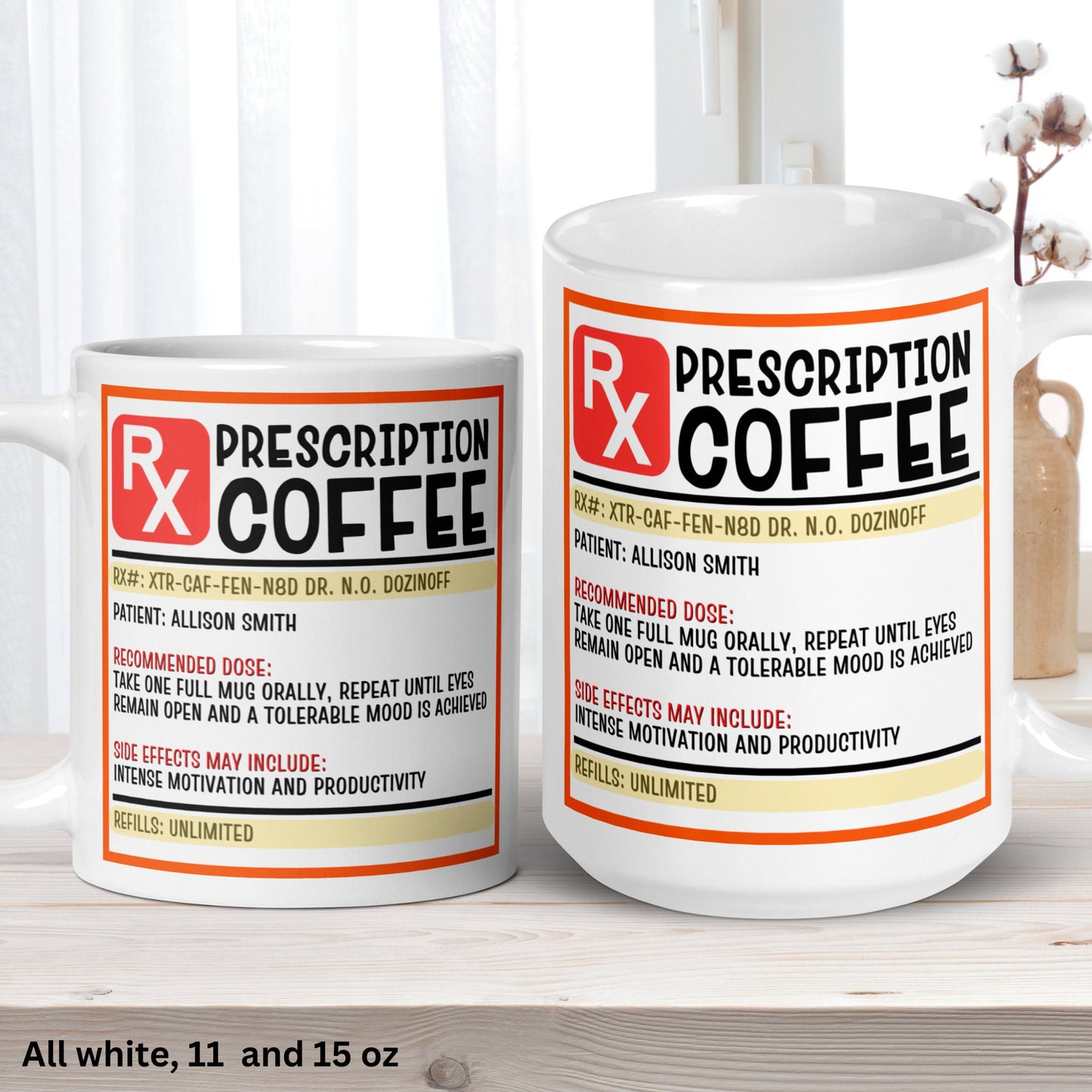 Personalized Coffee Prescription Mug, Pharmacist Coffee Mug, Funny Nurse Mug, Prescription Label Mug - Zehnaria - FUNNY HUMOR - Mugs