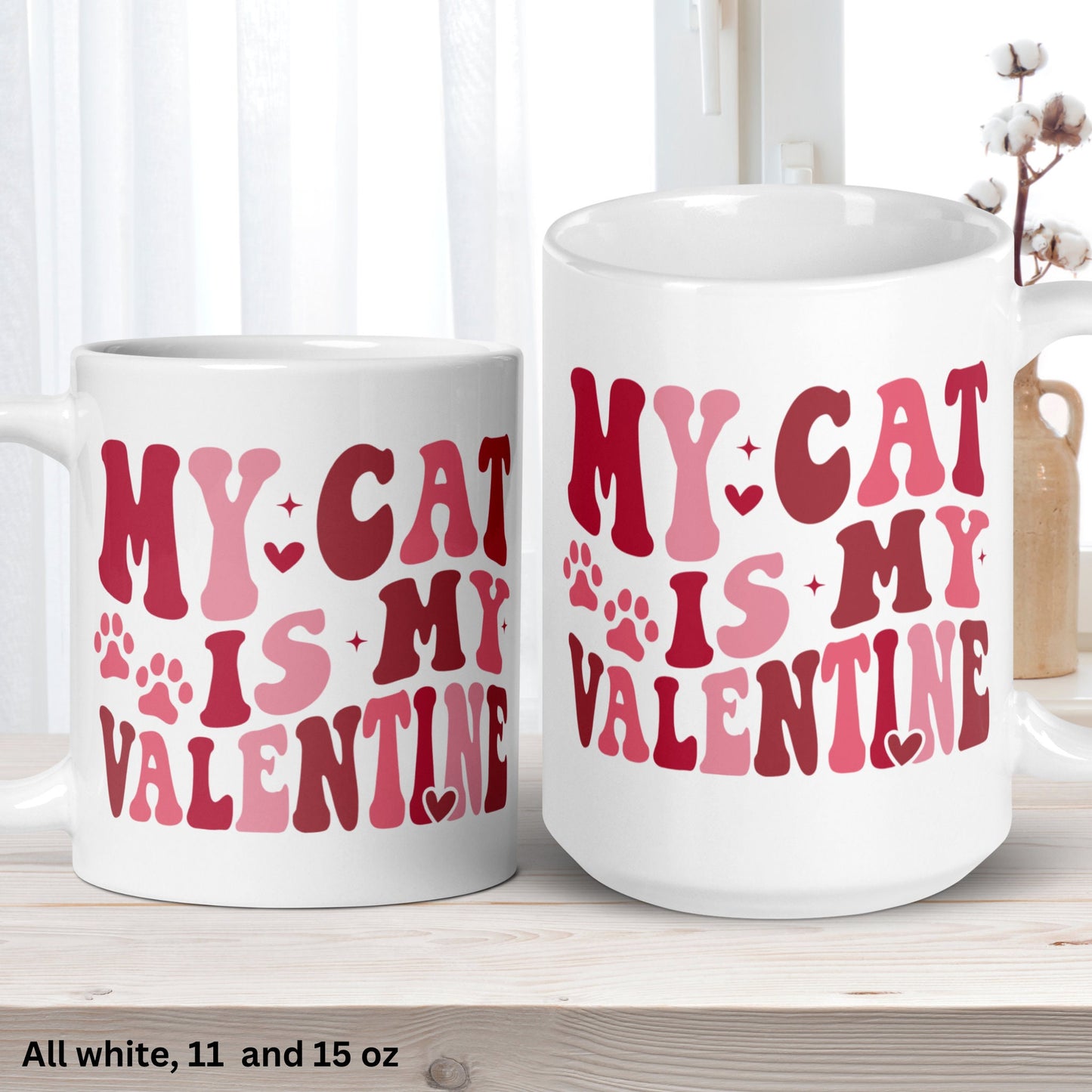 Cat Mug, Valentines Day, Valentines Gifts, Valentine Day Gift, Cat Mom, Cat Lover Gift, Cat Dad, Happy Valentines Day, Retro Coffee Mug 1405 - Zehnaria - MORE HOLIDAYS & SEASONS - Mugs