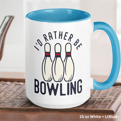 Bowling Mug, I'd Rather Be Bowling Mug, Bowler Gift, Bowling League - Zehnaria - HOBBIES & TRAVEL - Mugs