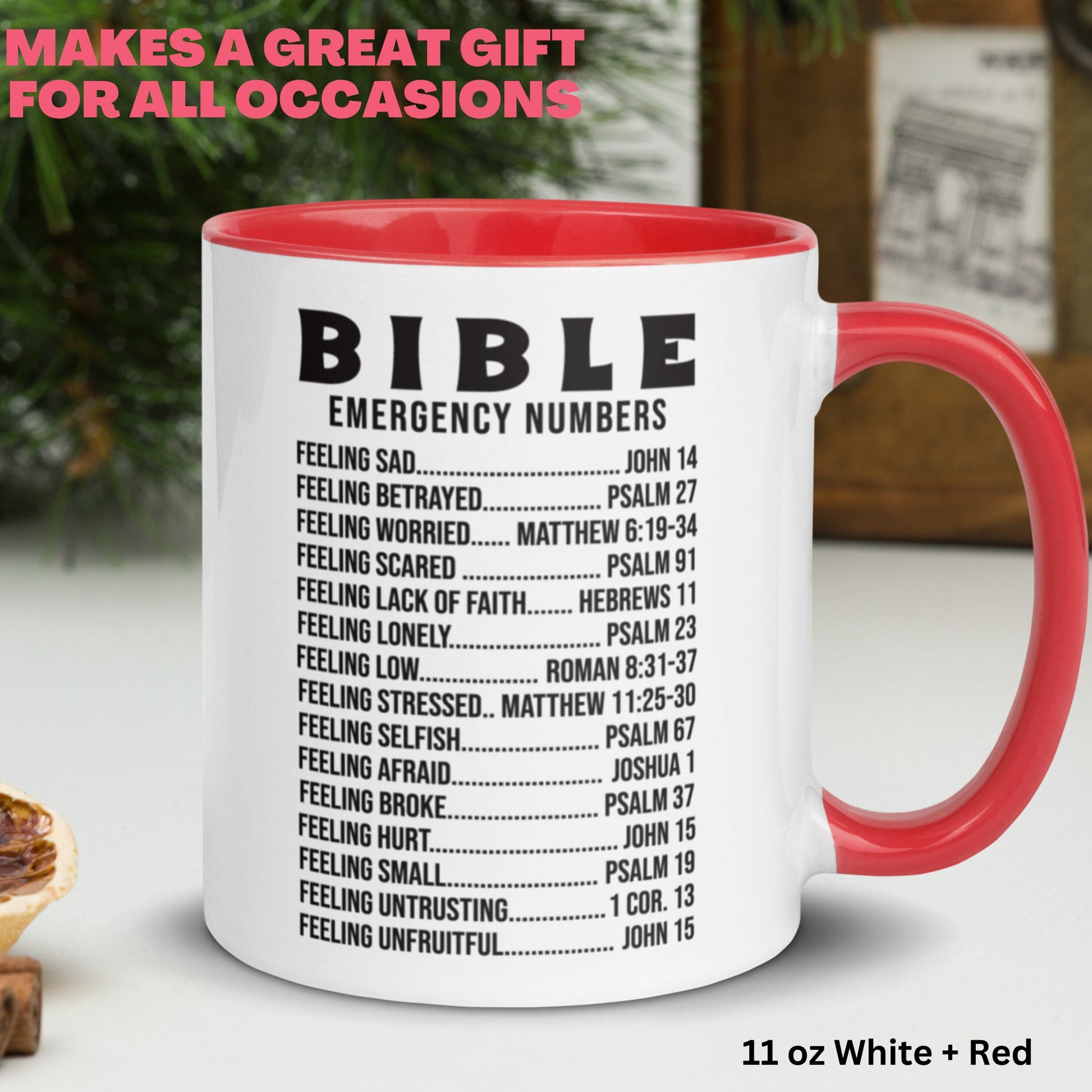 Bible Emergency Numbers Mug, Bible Mug, Christian Gifts, Christian Mugs - Zehnaria - FAITH AND RELIGION - Mugs