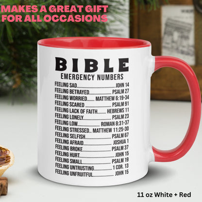 Bible Emergency Numbers Mug, Bible Mug, Christian Gifts, Christian Mugs - Zehnaria - FAITH AND RELIGION - Mugs