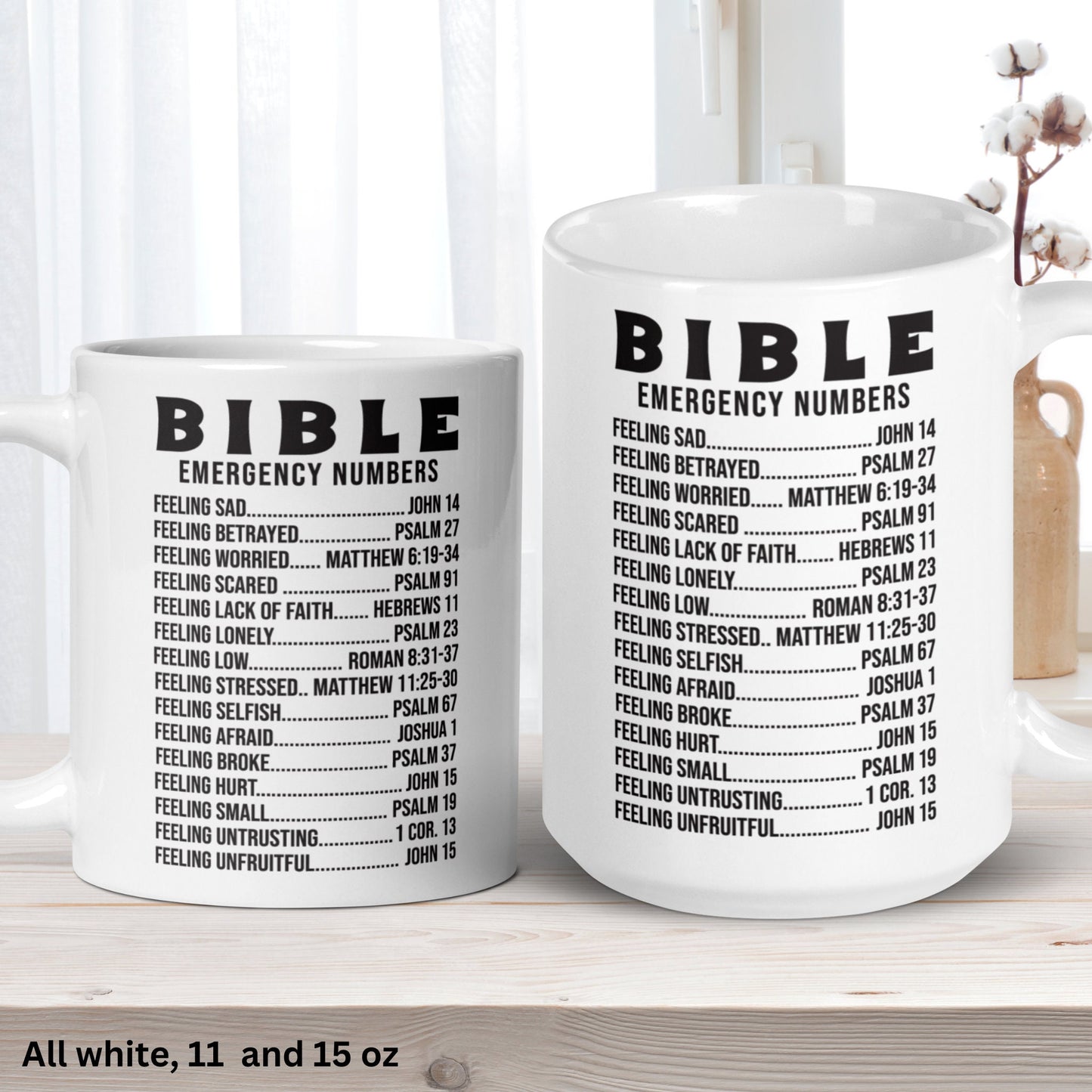 Bible Emergency Numbers Mug, Bible Mug, Christian Gifts, Christian Mugs - Zehnaria - FAITH AND RELIGION - Mugs