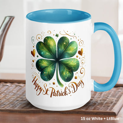 Happy St Patricks Day Mug, Saint Patrick's Day Gift, Irish Coffee Mug, Shamrock Clover Mug - Zehnaria - MORE HOLIDAYS & SEASONS - Mugs