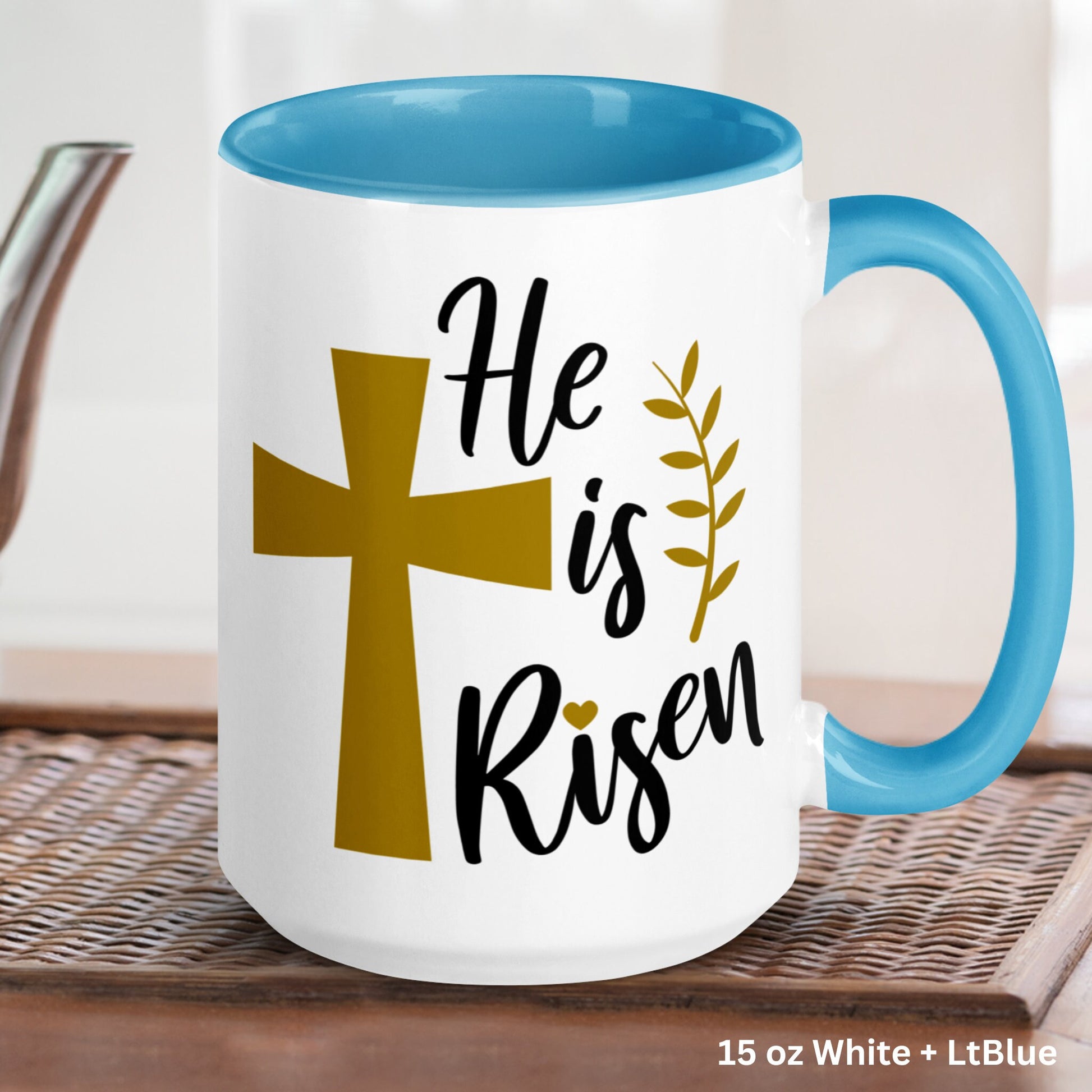 Christian Gifts, Christian Mug, He Is Risen, Easter Mugs, Christian Coffee Mug, Jesus Gold Cross Mug, Easter Coffee Cup, Easter Gift, 1451 - Zehnaria - MORE HOLIDAYS & SEASONS - Mugs