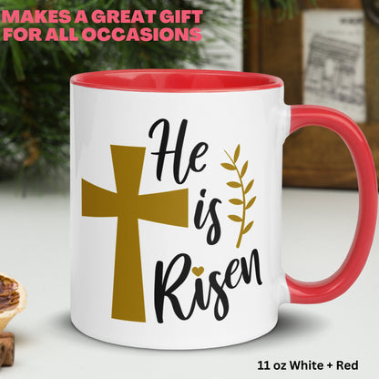 Christian Gifts, Christian Mug, He Is Risen, Easter Mugs, Christian Coffee Mug, Jesus Gold Cross Mug, Easter Coffee Cup, Easter Gift, 1451 - Zehnaria - MORE HOLIDAYS & SEASONS - Mugs