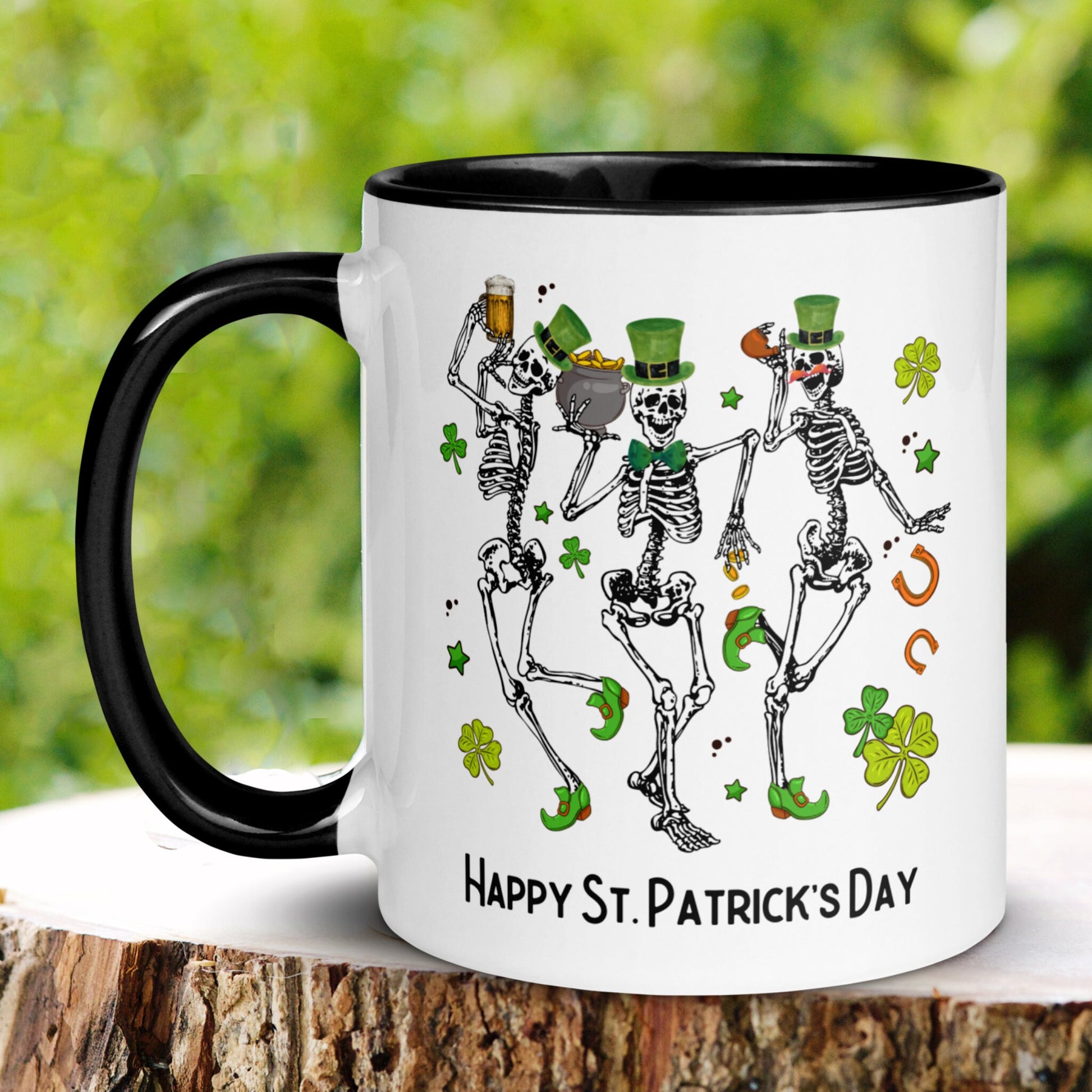 St Patricks Day, Funny Mug, Funny Coffee Mug, Saint Patricks Day Gifts, St. Patrick, Dancing Skeletons, Skeleton Gift, Shamrock Clover, 1435 - Zehnaria - MORE HOLIDAYS & SEASONS - Mugs