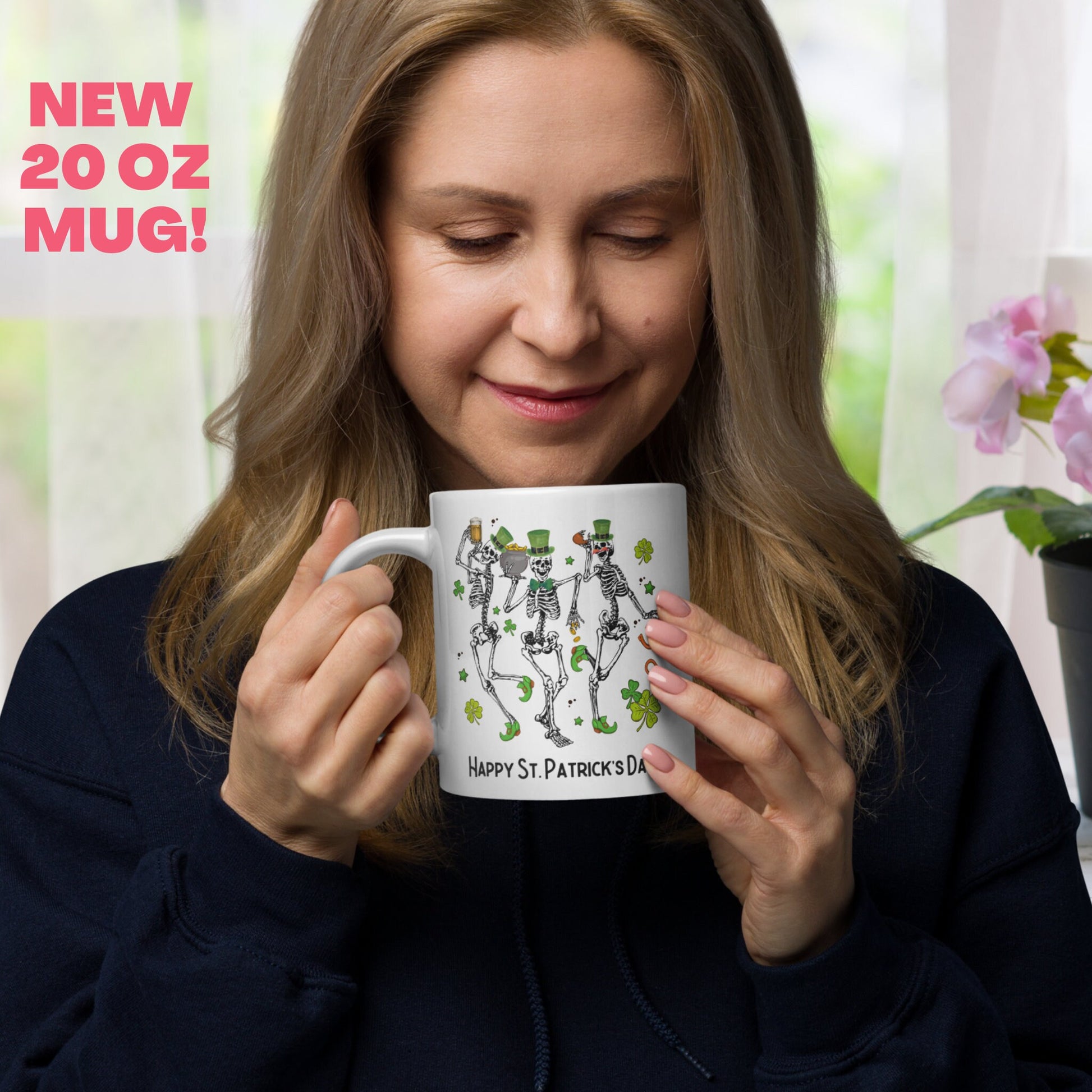 St Patricks Day, Funny Mug, Funny Coffee Mug, Saint Patricks Day Gifts, St. Patrick, Dancing Skeletons, Skeleton Gift, Shamrock Clover, 1435 - Zehnaria - MORE HOLIDAYS & SEASONS - Mugs