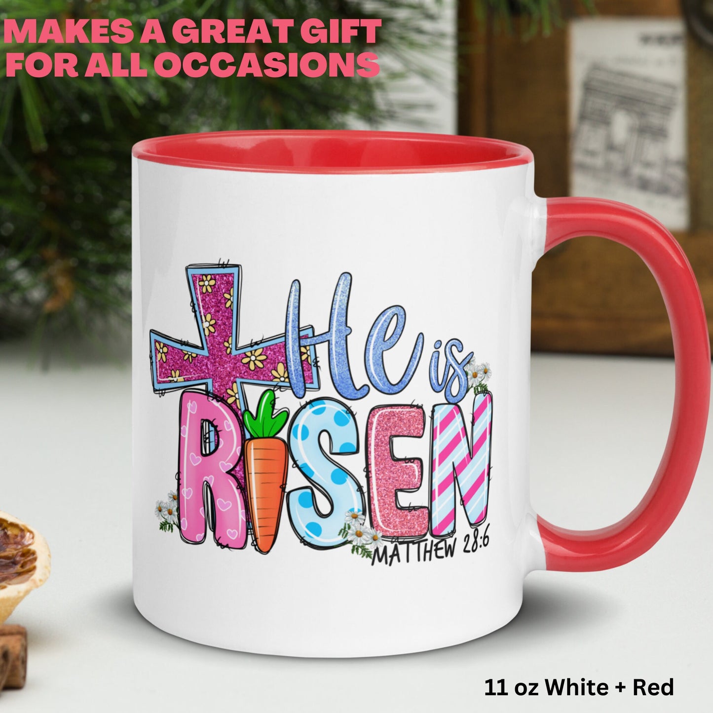 Christian Gifts, Christian Mug, He Is Risen, Easter Mugs - Zehnaria - MORE HOLIDAYS & SEASONS - Mugs