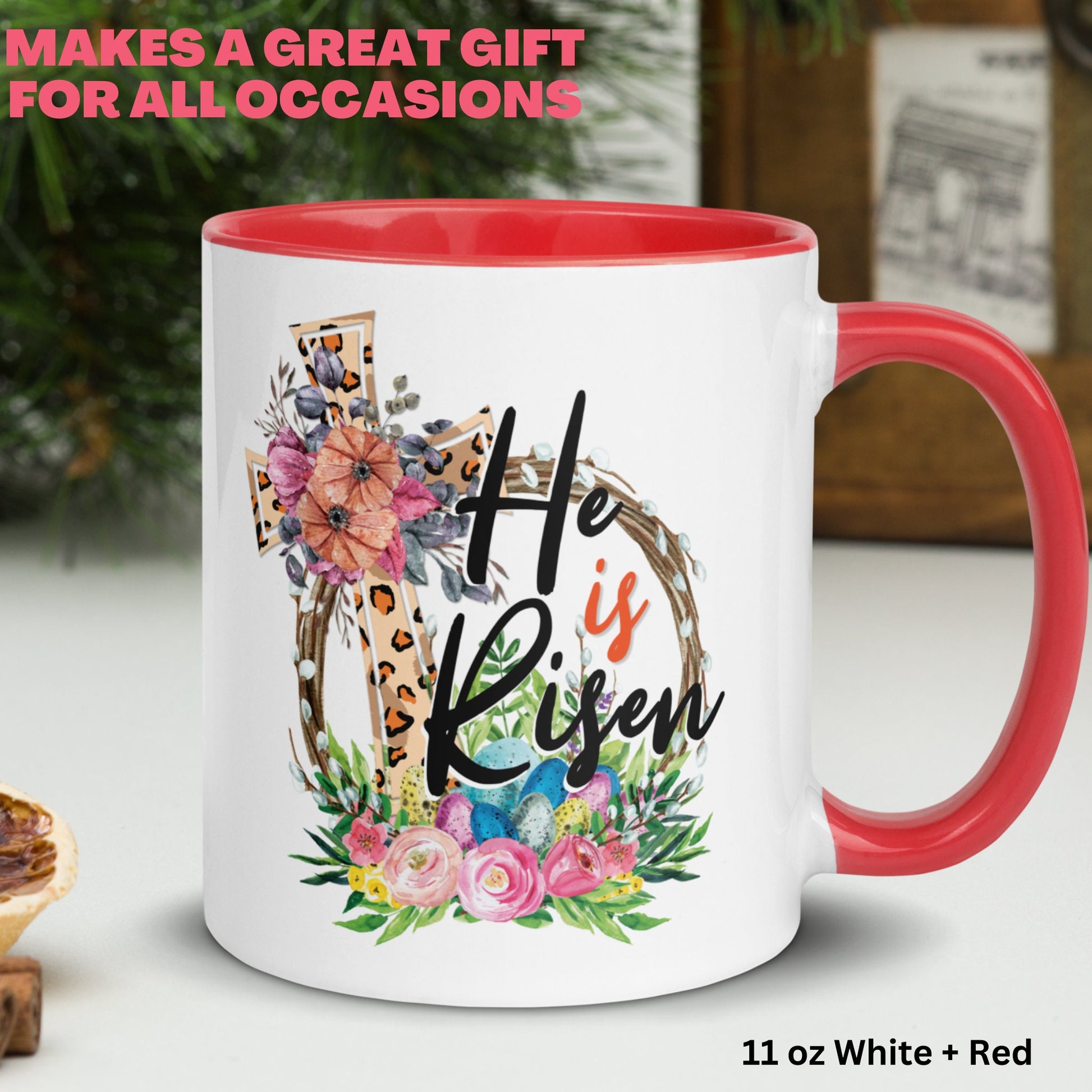 Christian Gifts, Christian Mug, He Is Risen, Easter Mugs - Zehnaria - MORE HOLIDAYS & SEASONS - Mugs