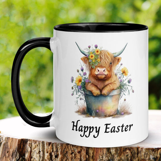 Easter Highland Cow Mug, Personalized Gift, Easter Gifts, Easter Mug - Zehnaria - MORE HOLIDAYS & SEASONS - Mugs