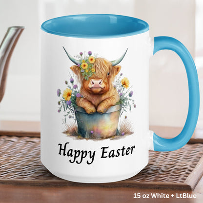 Easter Highland Cow Mug, Personalized Gift, Easter Gifts, Easter Mug - Zehnaria - MORE HOLIDAYS & SEASONS - Mugs