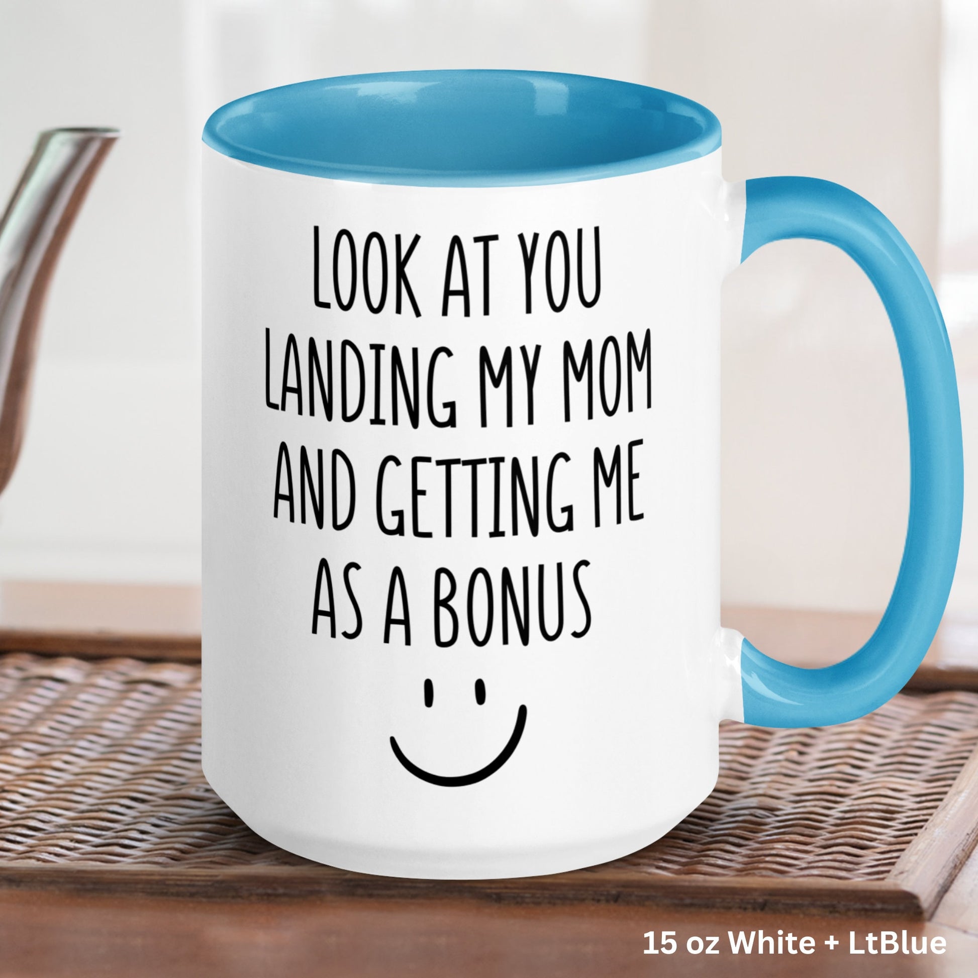 Bonus Dad Mug, Mug for Step Dad, Look At You Landing My Mom, Fathers Day Gift - Zehnaria - FAMILY & FRIENDS - Mugs